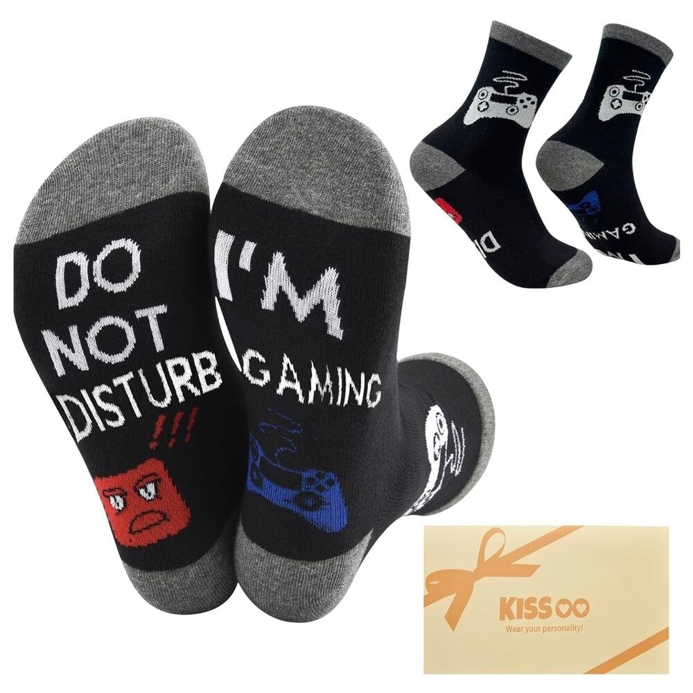 Amazon Socks Quarter Length Grey Sz 6-12M & 7 and Up W Gaming Graphic Funny b3
